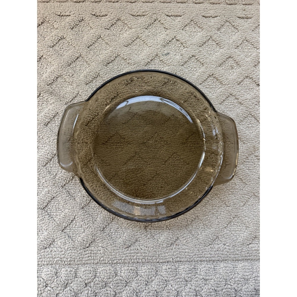 Lovenware Smokey Brown Deep Dish Pie Plate scalloped rim easy grip handle USA
